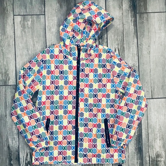 Neon Lightweight Windbreaker Hooded Rain Jacket - Picture 2 of 4